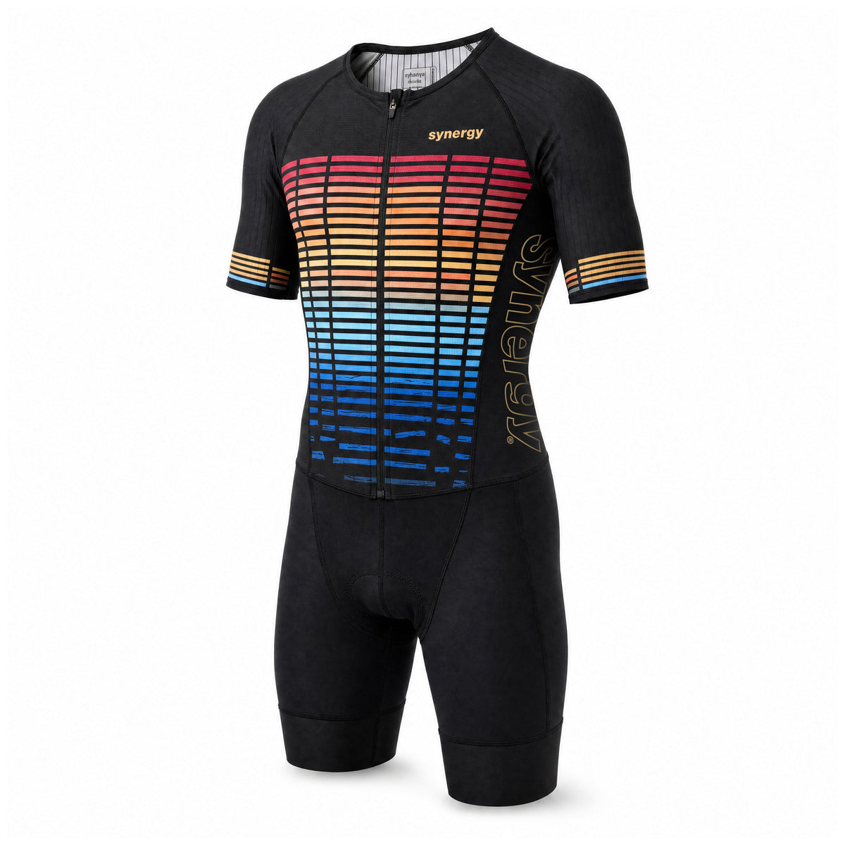 Men's Pro 3.0 Short Sleeve Tri Suit - Fusion - Sonic Surge - Ghost Mannequin - Front Three Quarter